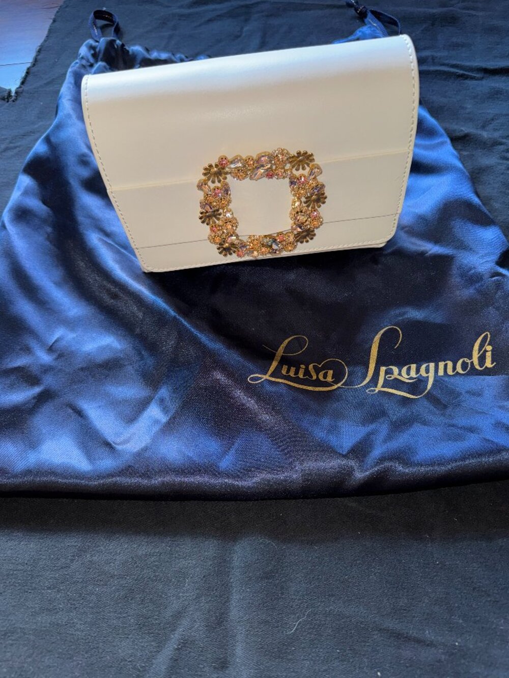 Luisa Spagnoli Jeweled Leather Clutch / Crossbody